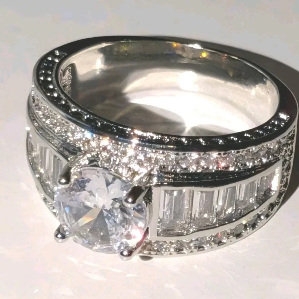 Classic Men's Dazzling 3CT Round Cut Lab Created Diamond  Engagement Ring